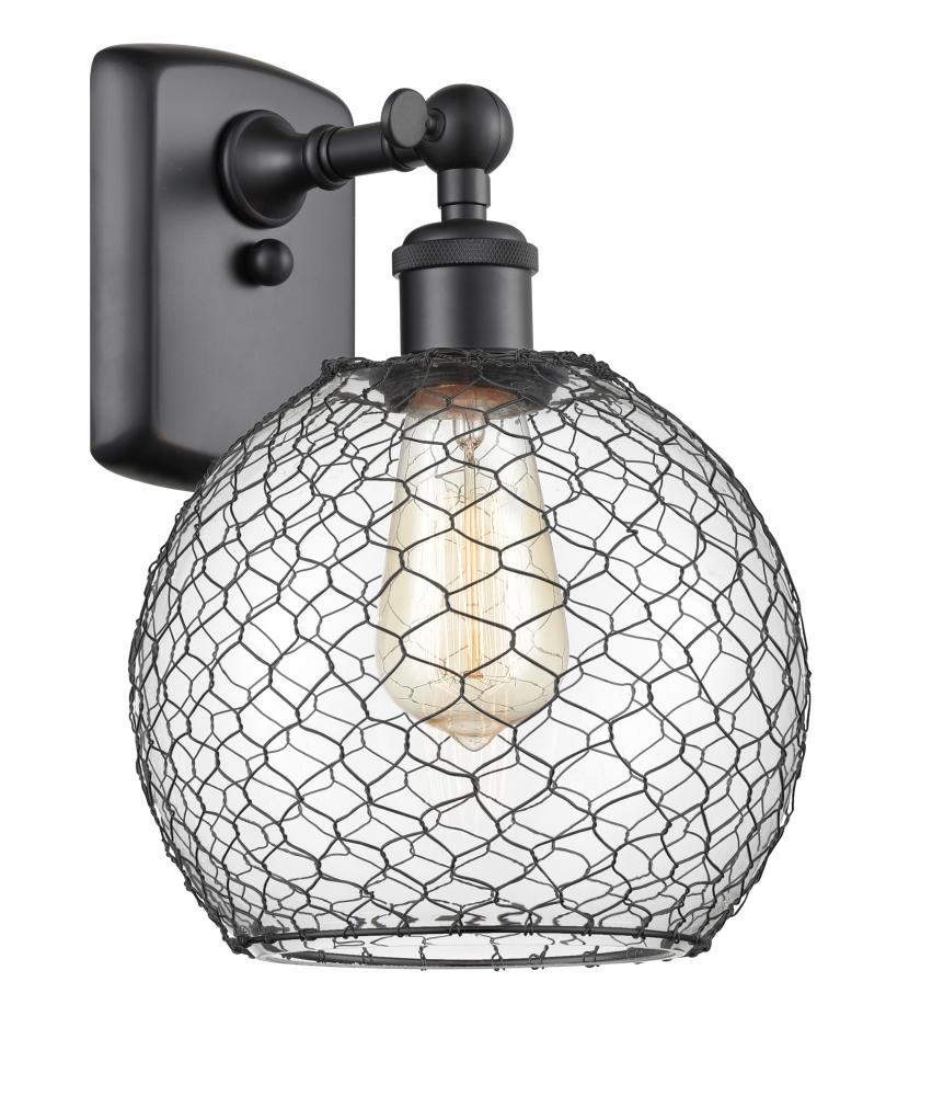 Farmhouse Chicken Wire - 1 Light - 8 inch - Matte Black - Sconce