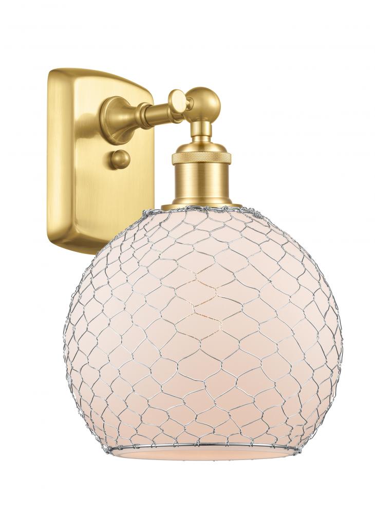 Farmhouse Chicken Wire - 1 Light - 8 inch - Satin Gold - Sconce