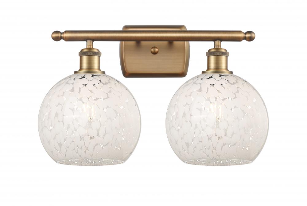 White Mouchette - 2 Light - 18 inch - Brushed Brass - Bath Vanity Light