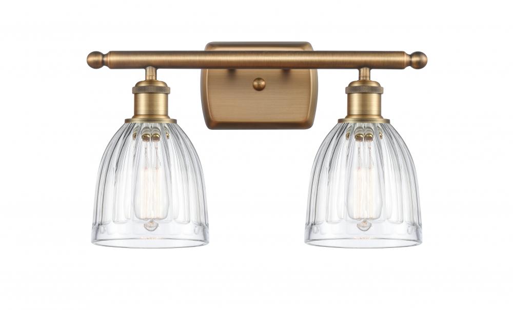 Brookfield - 2 Light - 16 inch - Brushed Brass - Bath Vanity Light