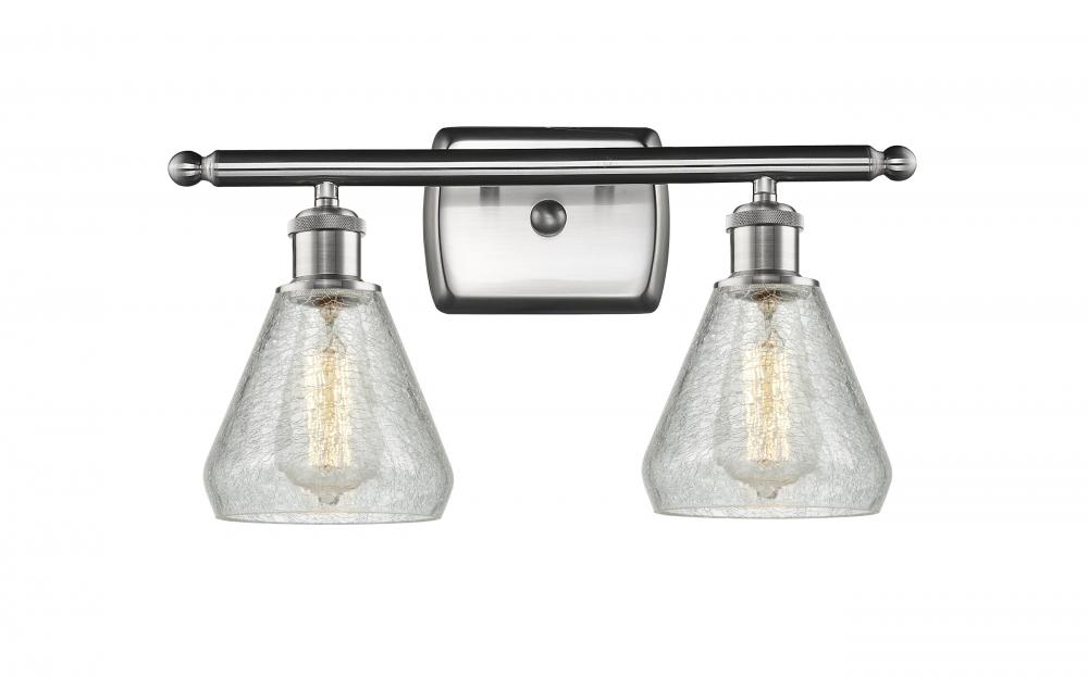 Conesus - 2 Light - 16 inch - Brushed Satin Nickel - Bath Vanity Light