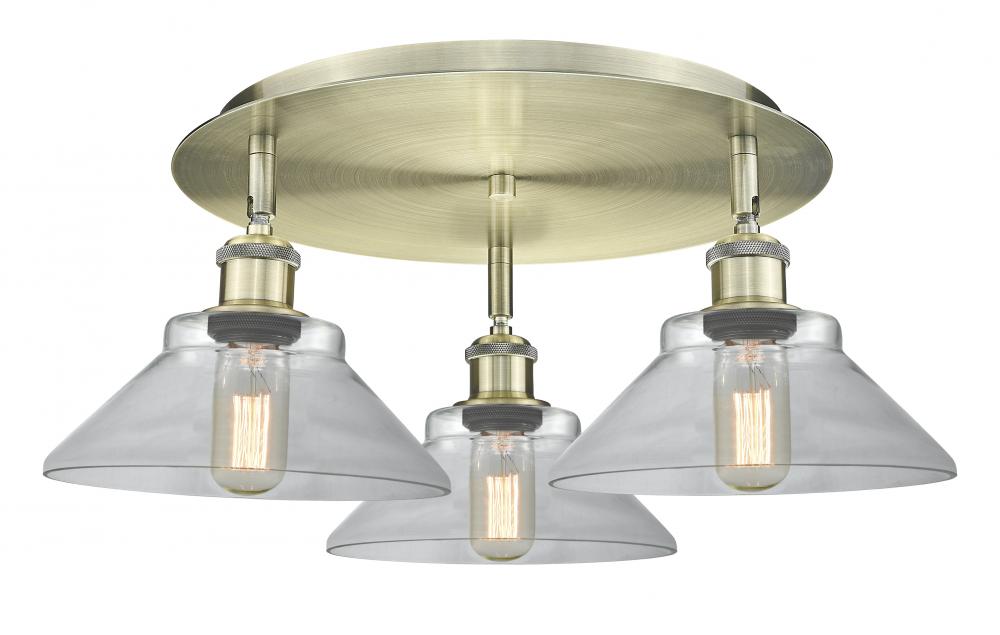 Orwell - 3 Light - 20 inch - Antique Brass - Flush Mount