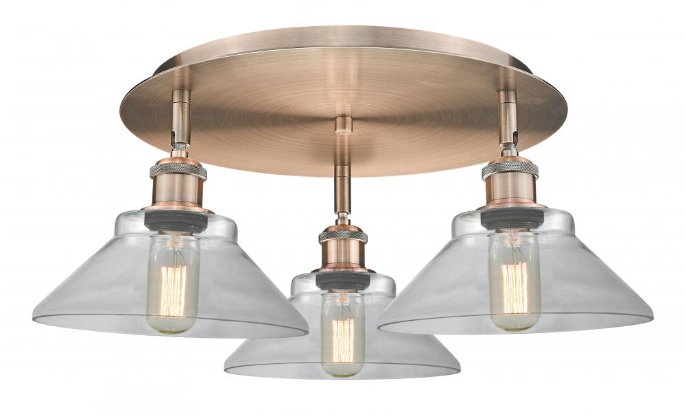 Orwell - 3 Light - 20 inch - Antique Copper - Flush Mount