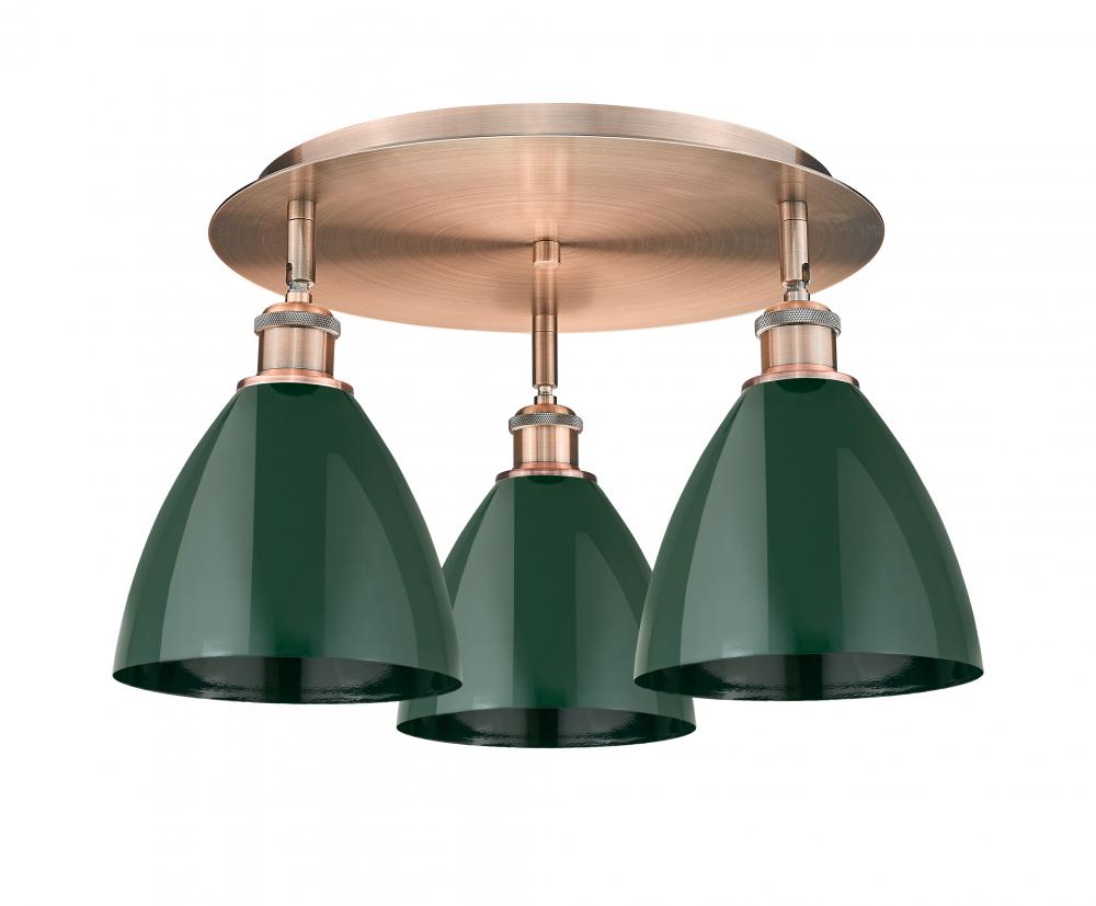 Plymouth - 3 Light - 19 inch - Antique Copper - Flush Mount