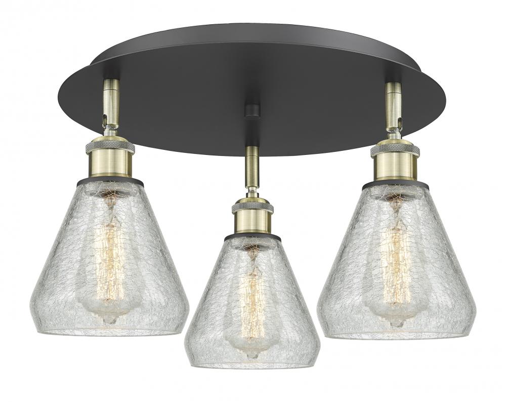 Conesus - 3 Light - 18 inch - Black Antique Brass - Flush Mount