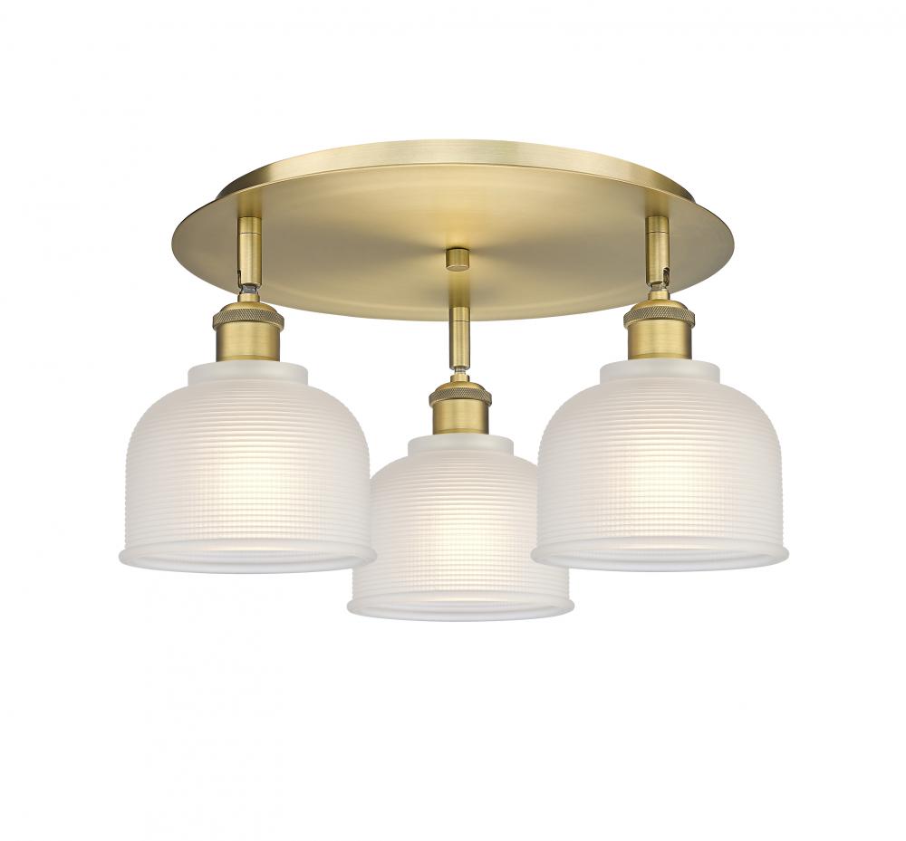 Dayton - 3 Light - 17 inch - Brushed Brass - Flush Mount