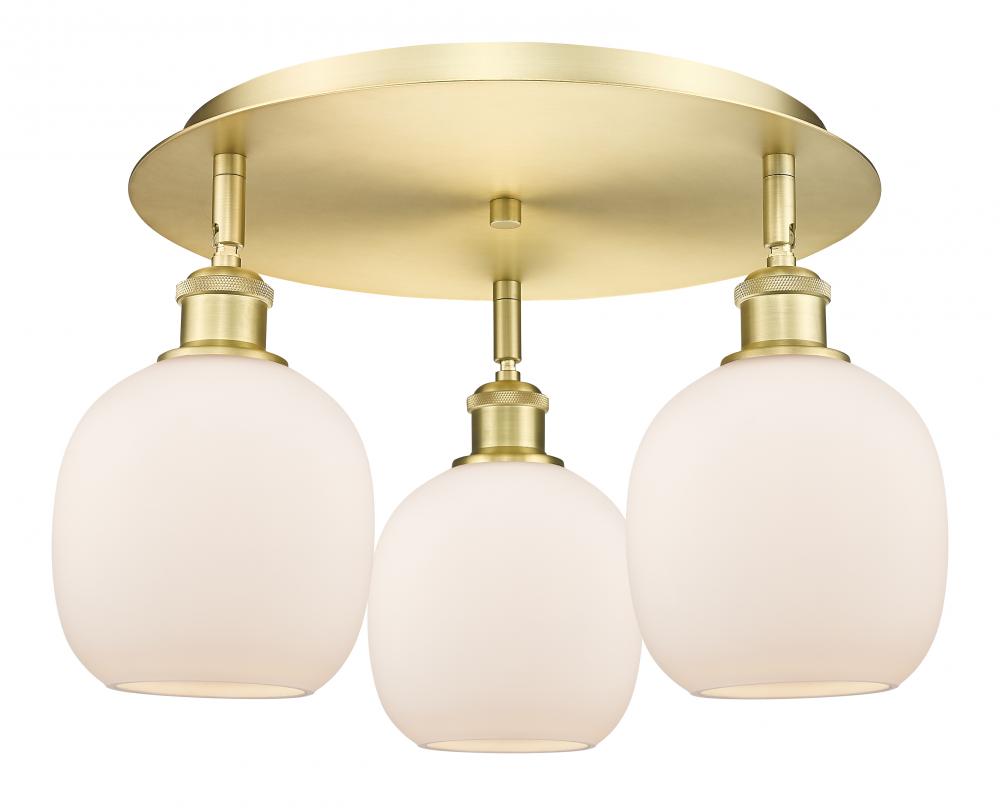 Belfast - 3 Light - 18 inch - Satin Gold - Flush Mount