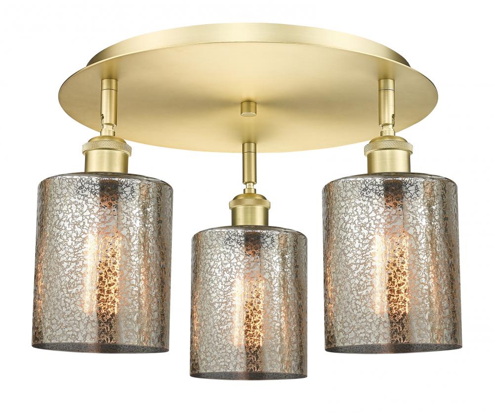 Cobbleskill - 3 Light - 17 inch - Satin Gold - Flush Mount