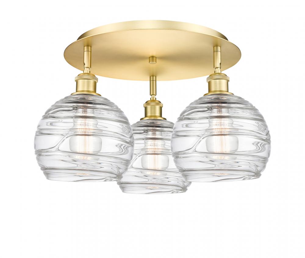 Athens Deco Swirl - 3 Light - 20 inch - Satin Gold - Flush Mount