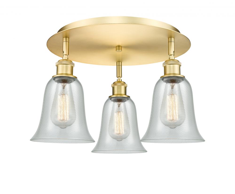 Hanover - 3 Light - 18 inch - Satin Gold - Flush Mount