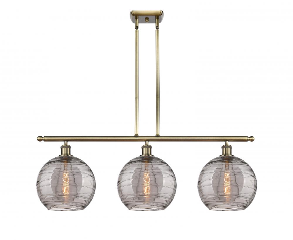 Athens Deco Swirl - 3 Light - 37 inch - Antique Brass - Cord hung - Island Light