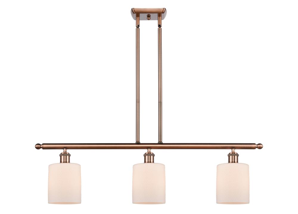 Cobbleskill - 3 Light - 36 inch - Antique Copper - Cord hung - Island Light