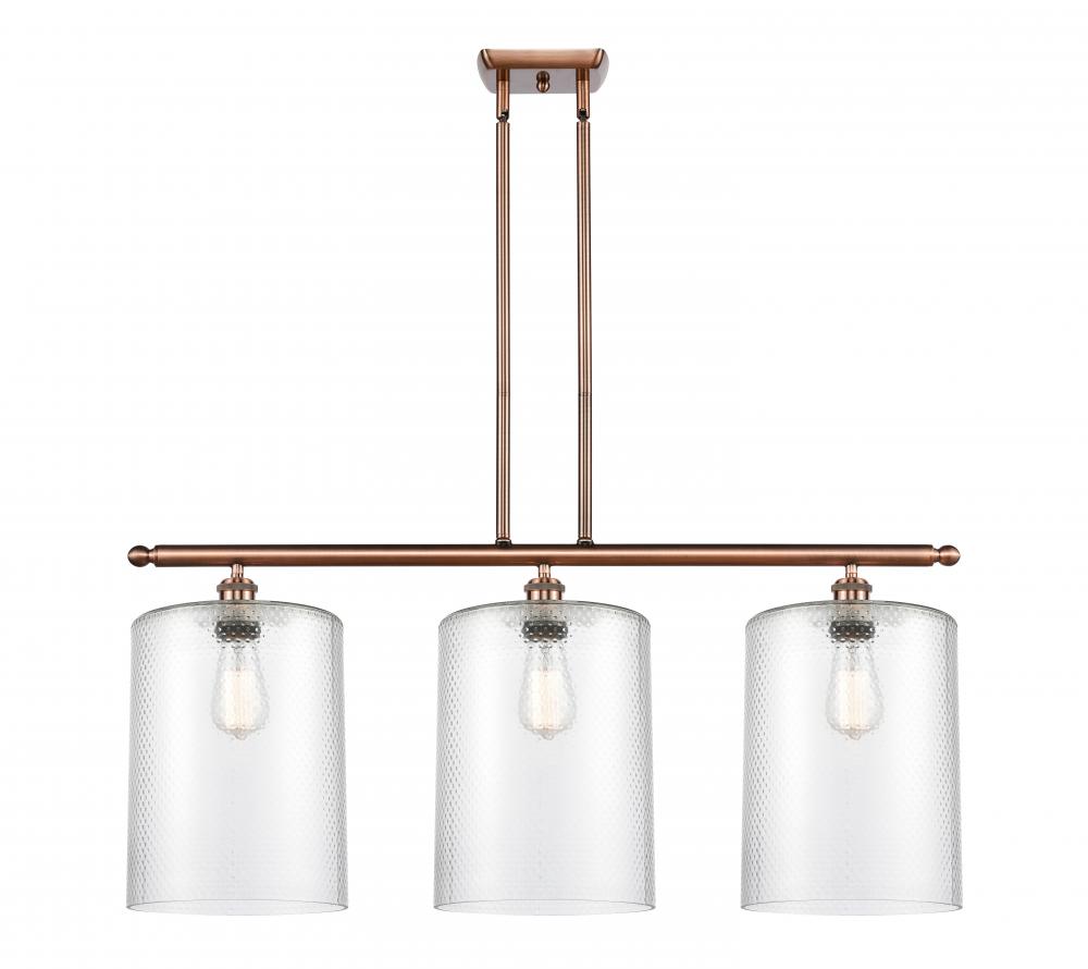 Cobbleskill - 3 Light - 36 inch - Antique Copper - Cord hung - Island Light