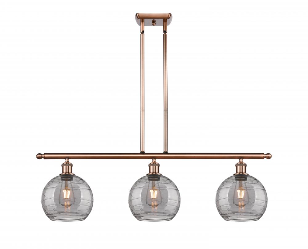 Athens Deco Swirl - 3 Light - 36 inch - Antique Copper - Cord hung - Island Light