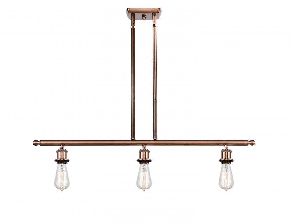 Bare Bulb - 3 Light - 36 inch - Antique Copper - Cord hung - Island Light