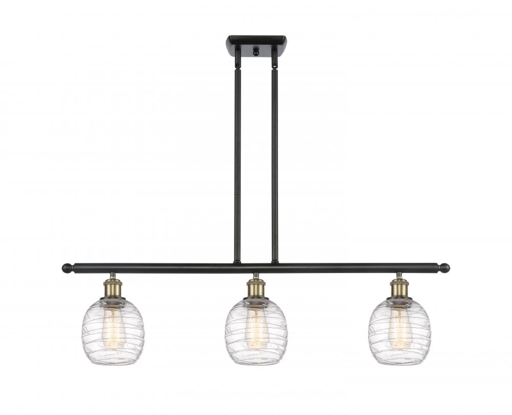 Belfast - 3 Light - 36 inch - Black Antique Brass - Cord hung - Island Light