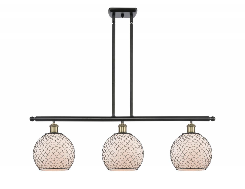 Farmhouse Chicken Wire - 3 Light - 36 inch - Black Antique Brass - Cord hung - Island Light