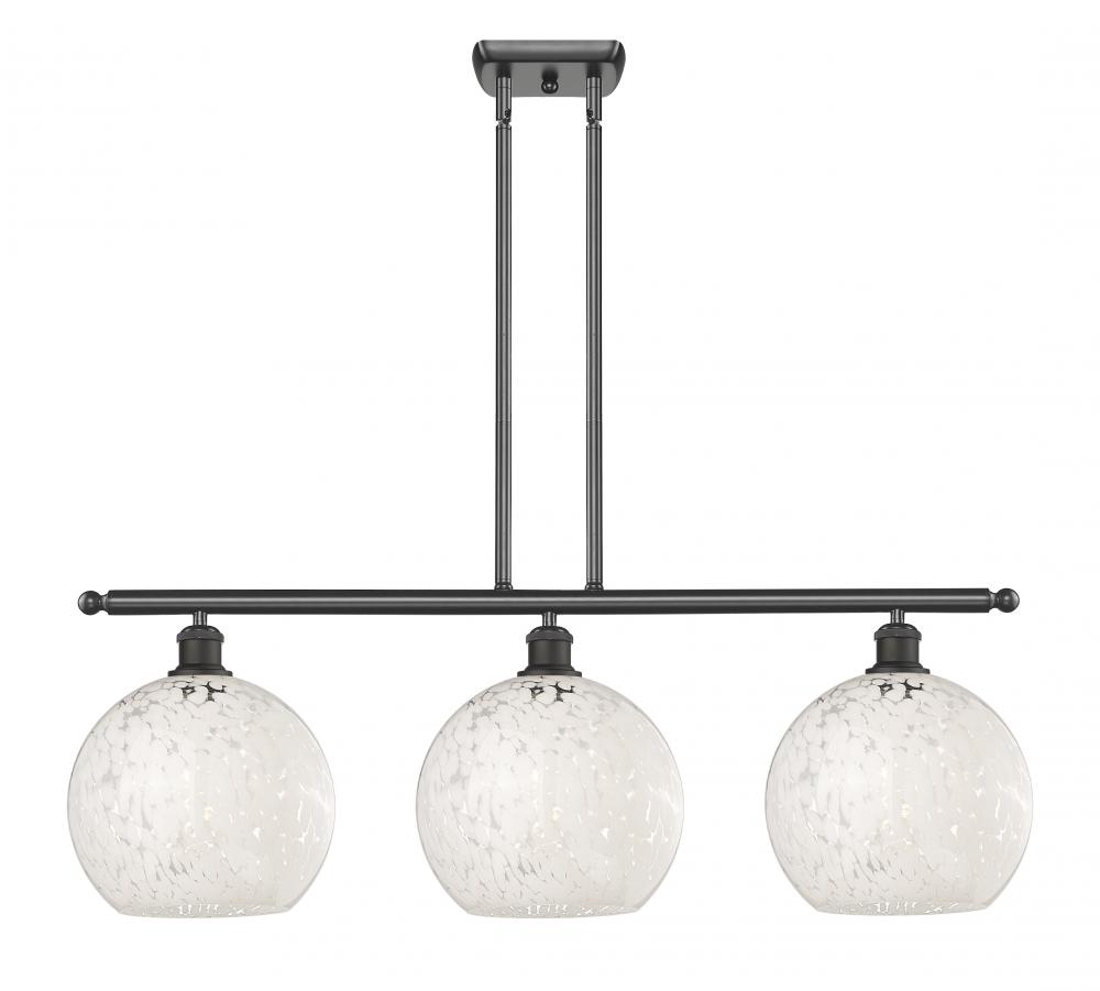 White Mouchette - 3 Light - 37 inch - Oil Rubbed Bronze - Stem Hung - Island Light