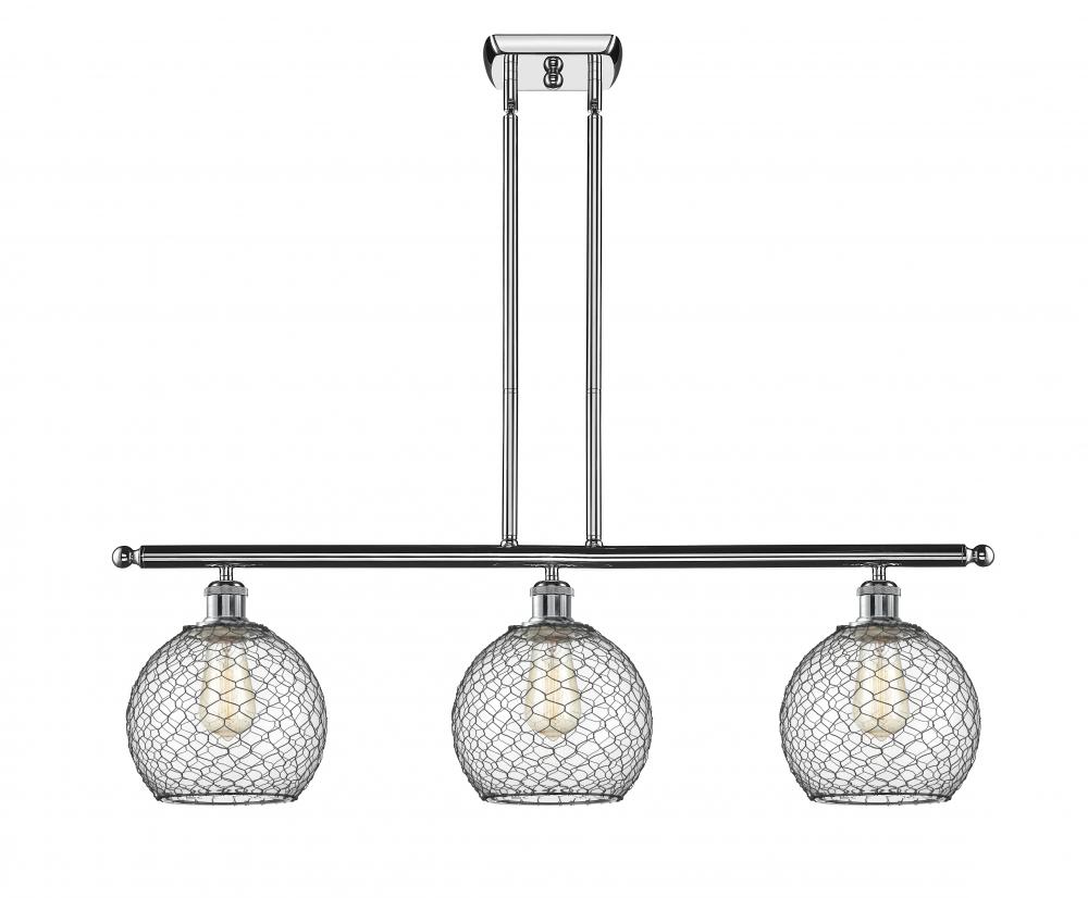 Farmhouse Chicken Wire - 3 Light - 36 inch - Polished Chrome - Cord hung - Island Light