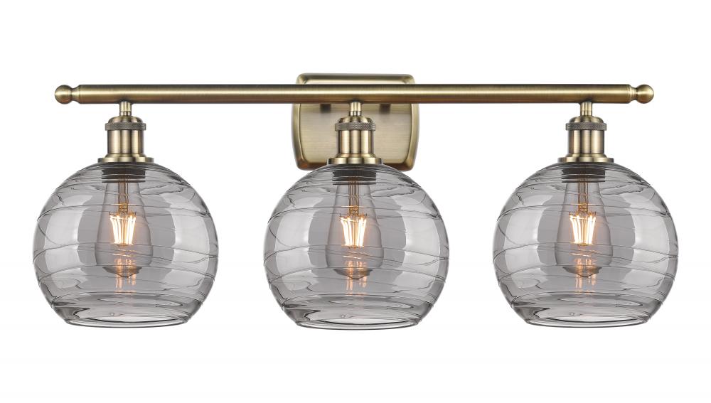 Athens Deco Swirl - 3 Light - 28 inch - Antique Brass - Bath Vanity Light