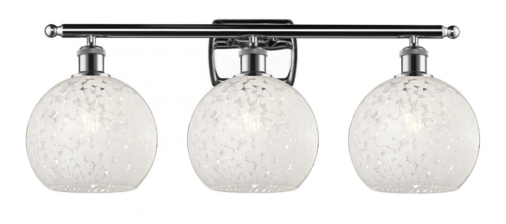 White Mouchette - 3 Light - 28 inch - Polished Chrome - Bath Vanity Light