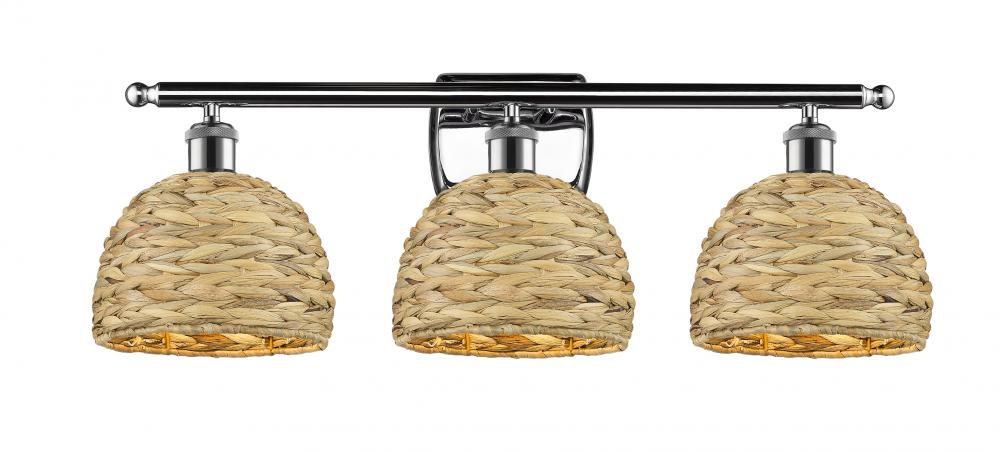 Woven Rattan - 3 Light - 28 inch - Polished Chrome - Bath Vanity Light