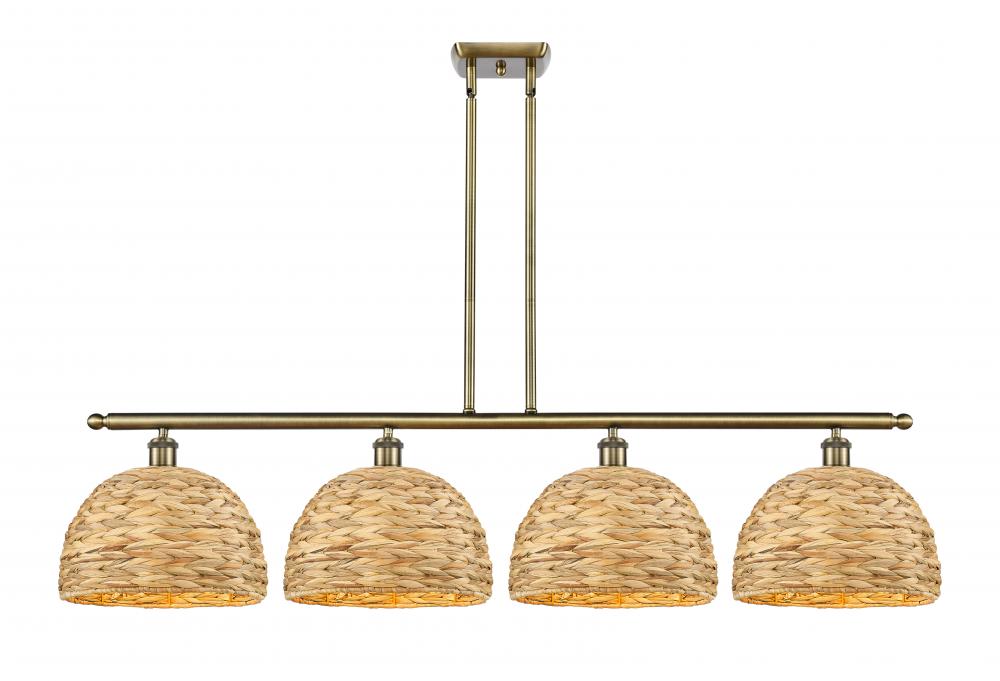 Woven Rattan - 4 Light - 50 inch - Antique Brass - Multi Pendant