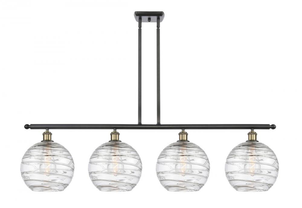 Athens Deco Swirl - 4 Light - 48 inch - Black Antique Brass - Cord hung - Island Light