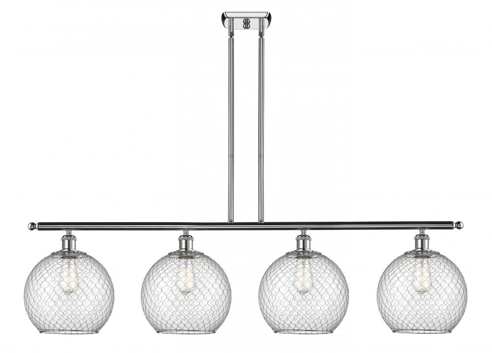 Farmhouse Chicken Wire - 4 Light - 48 inch - Polished Chrome - Cord hung - Island Light