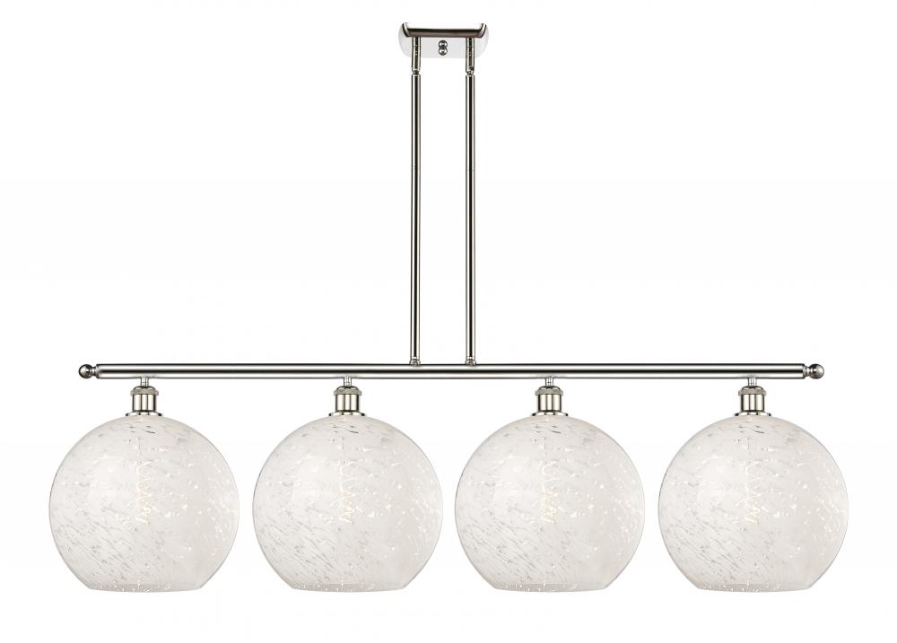 White Mouchette - 4 Light - 50 inch - Polished Nickel - Stem Hung - Island Light