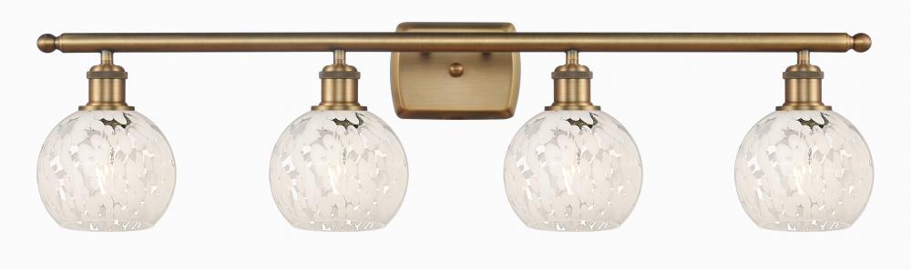 White Mouchette - 4 Light - 36 inch - Brushed Brass - Bath Vanity Light