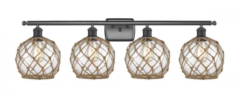 Farmhouse Rope - 4 Light - 38 inch - Matte Black - Bath Vanity Light