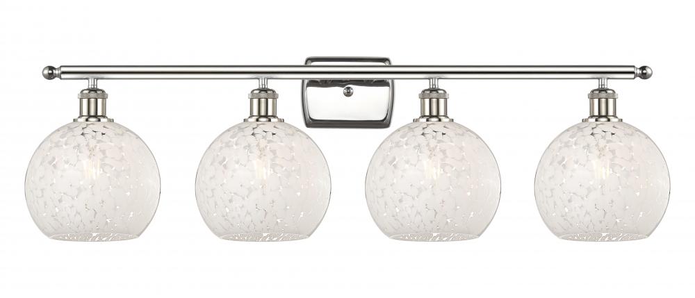 White Mouchette - 4 Light - 38 inch - Polished Nickel - Bath Vanity Light