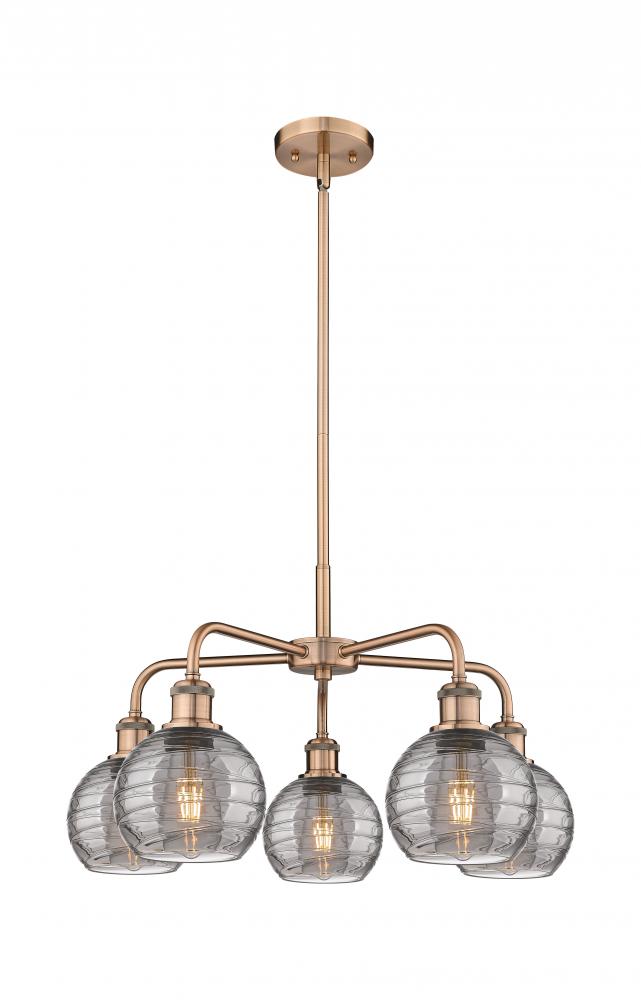 Athens Deco Swirl - 5 Light - 24 inch - Antique Copper - Chandelier