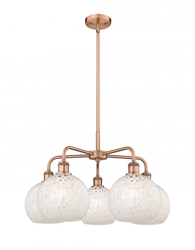 White Mouchette - 5 Light - 26 inch - Antique Copper - Chandelier