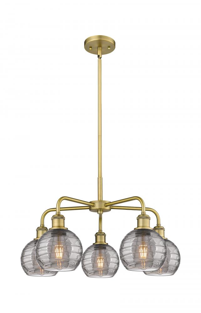 Athens Deco Swirl - 5 Light - 24 inch - Brushed Brass - Chandelier