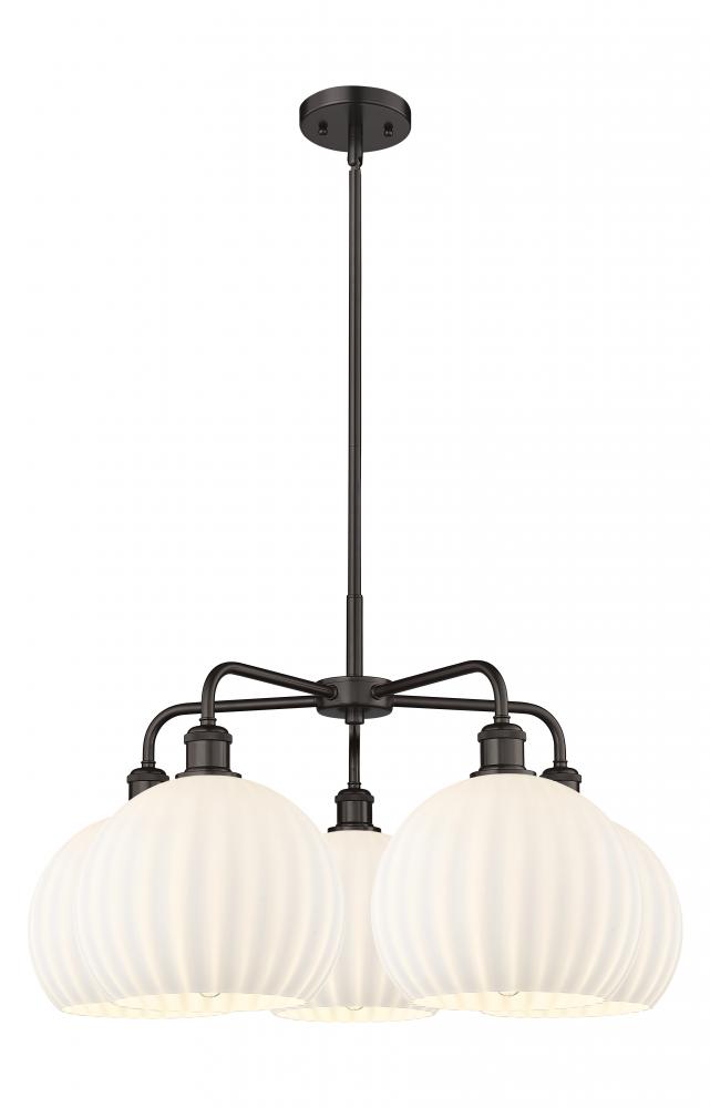 White Venetian - 5 Light - 28 inch - Oil Rubbed Bronze - Chandelier