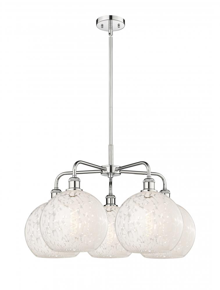 White Mouchette - 5 Light - 28 inch - Polished Chrome - Chandelier