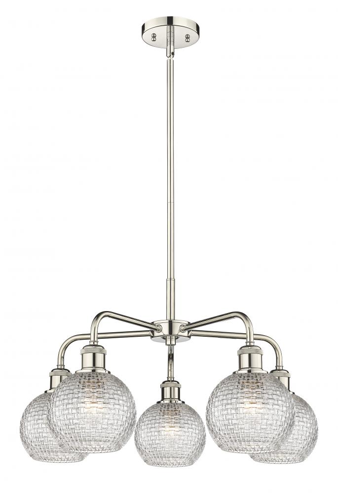 Athens - 5 Light - 24 inch - Polished Nickel - Chandelier