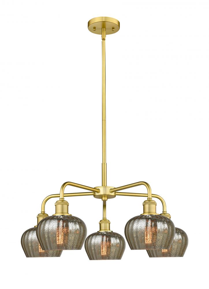 Fenton - 5 Light - 25 inch - Satin Gold - Chandelier