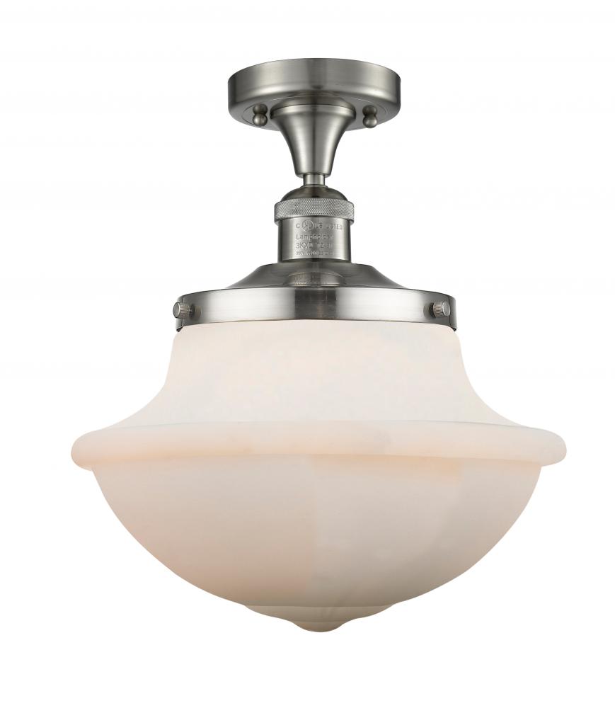 Oxford - 1 Light - 12 inch - Brushed Satin Nickel - Semi-Flush Mount