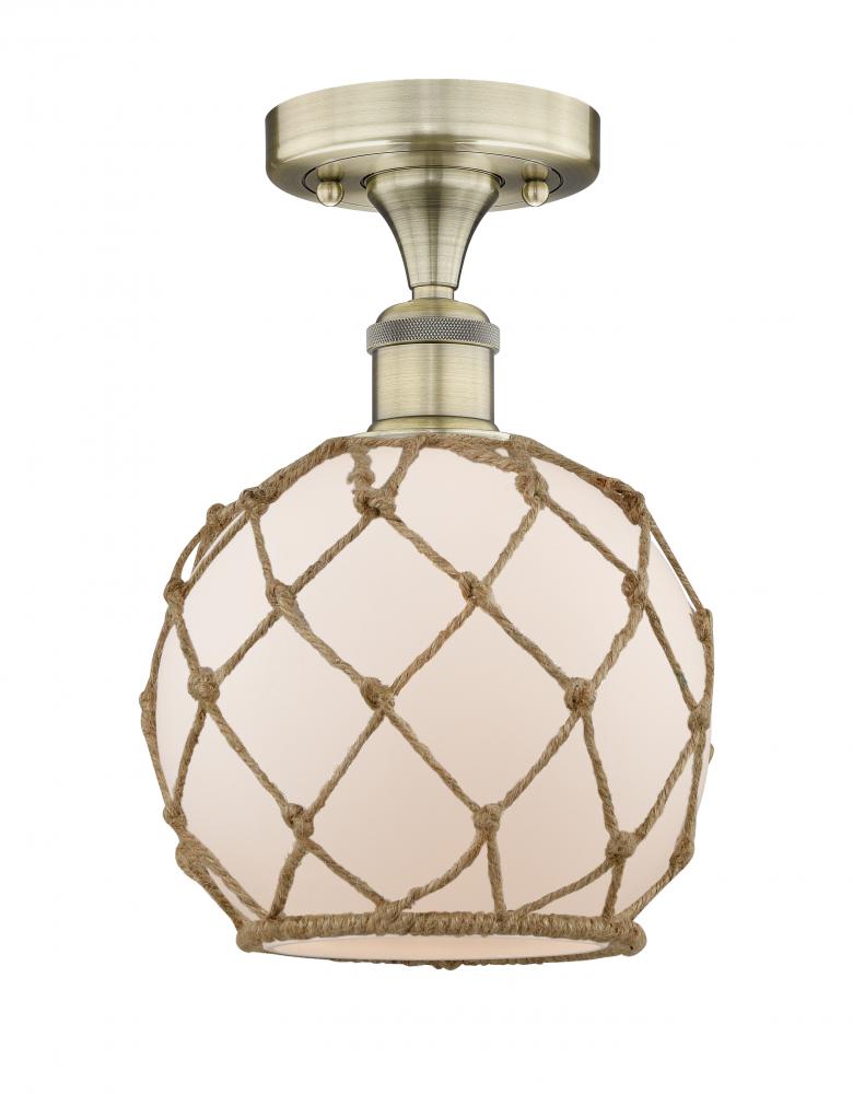 Farmhouse Rope - 1 Light - 8 inch - Antique Brass - Semi-Flush Mount