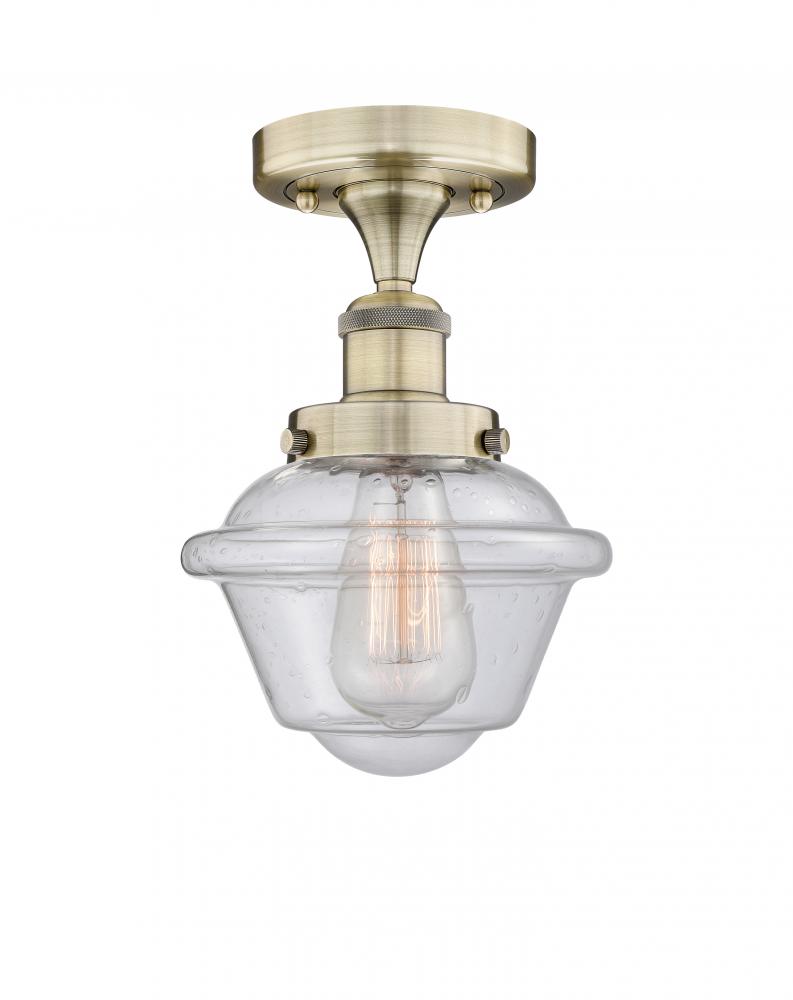 Oxford - 1 Light - 7 inch - Antique Brass - Semi-Flush Mount