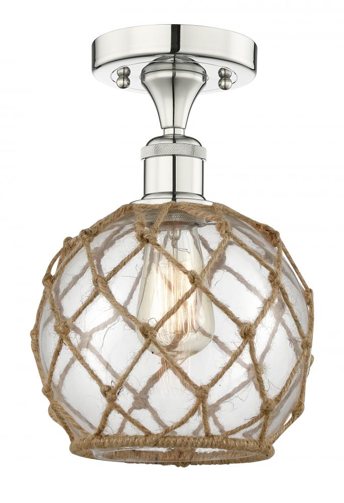 Farmhouse Rope - 1 Light - 8 inch - Polished Nickel - Semi-Flush Mount