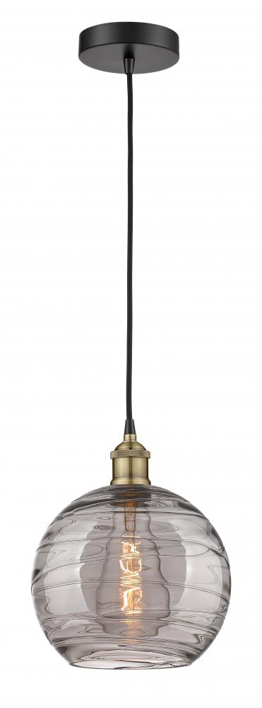 Athens Deco Swirl - 1 Light - 10 inch - Black Antique Brass - Cord hung - Mini Pendant