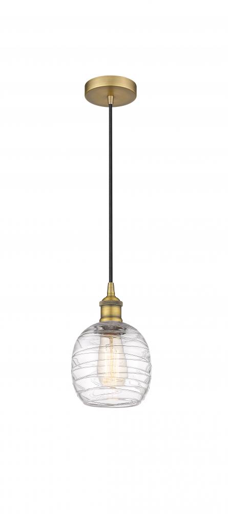 Belfast - 1 Light - 6 inch - Brushed Brass - Cord hung - Mini Pendant