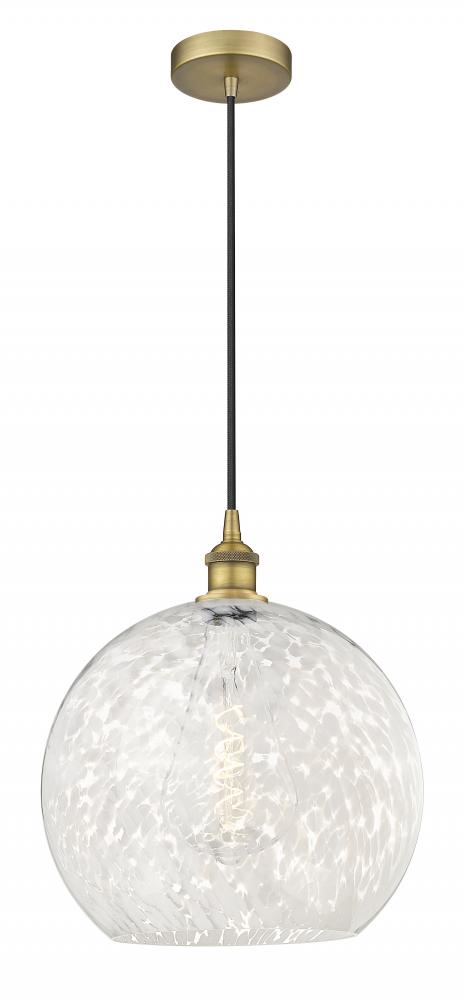 White Mouchette - 1 Light - 14 inch - Brushed Brass - Cord Hung - Pendant