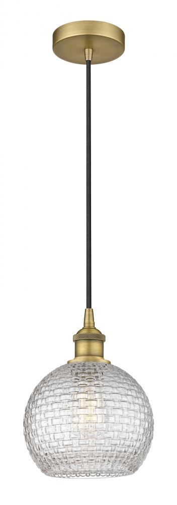 Athens - 1 Light - 8 inch - Brushed Brass - Cord hung - Mini Pendant