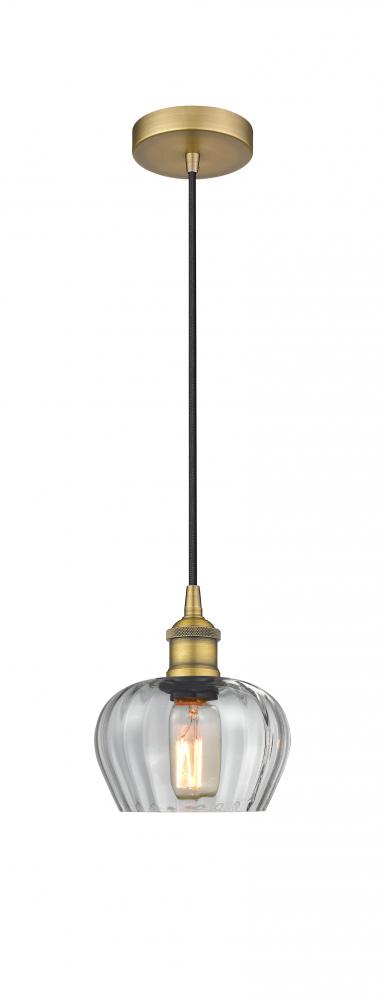 Fenton - 1 Light - 7 inch - Brushed Brass - Cord hung - Mini Pendant