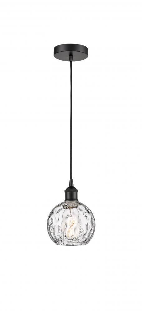 Athens Water Glass - 1 Light - 6 inch - Matte Black - Cord hung - Mini Pendant